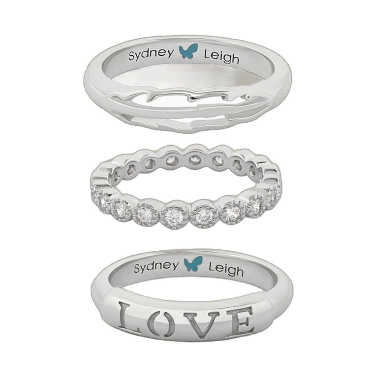 Sydney Leigh Feather & Love Rings Set of 3