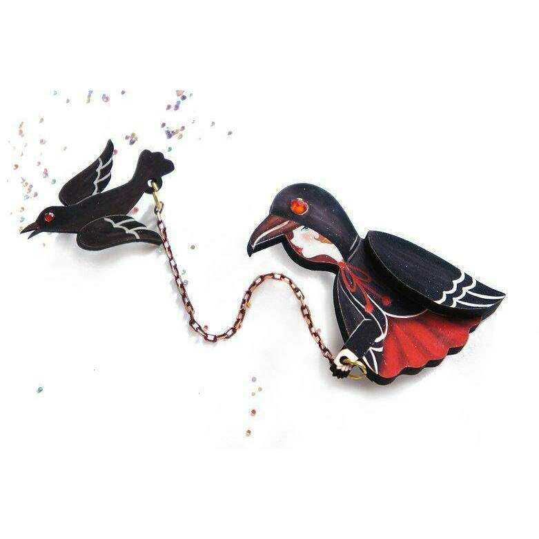 Raven Girl  Brooch by Laliblue