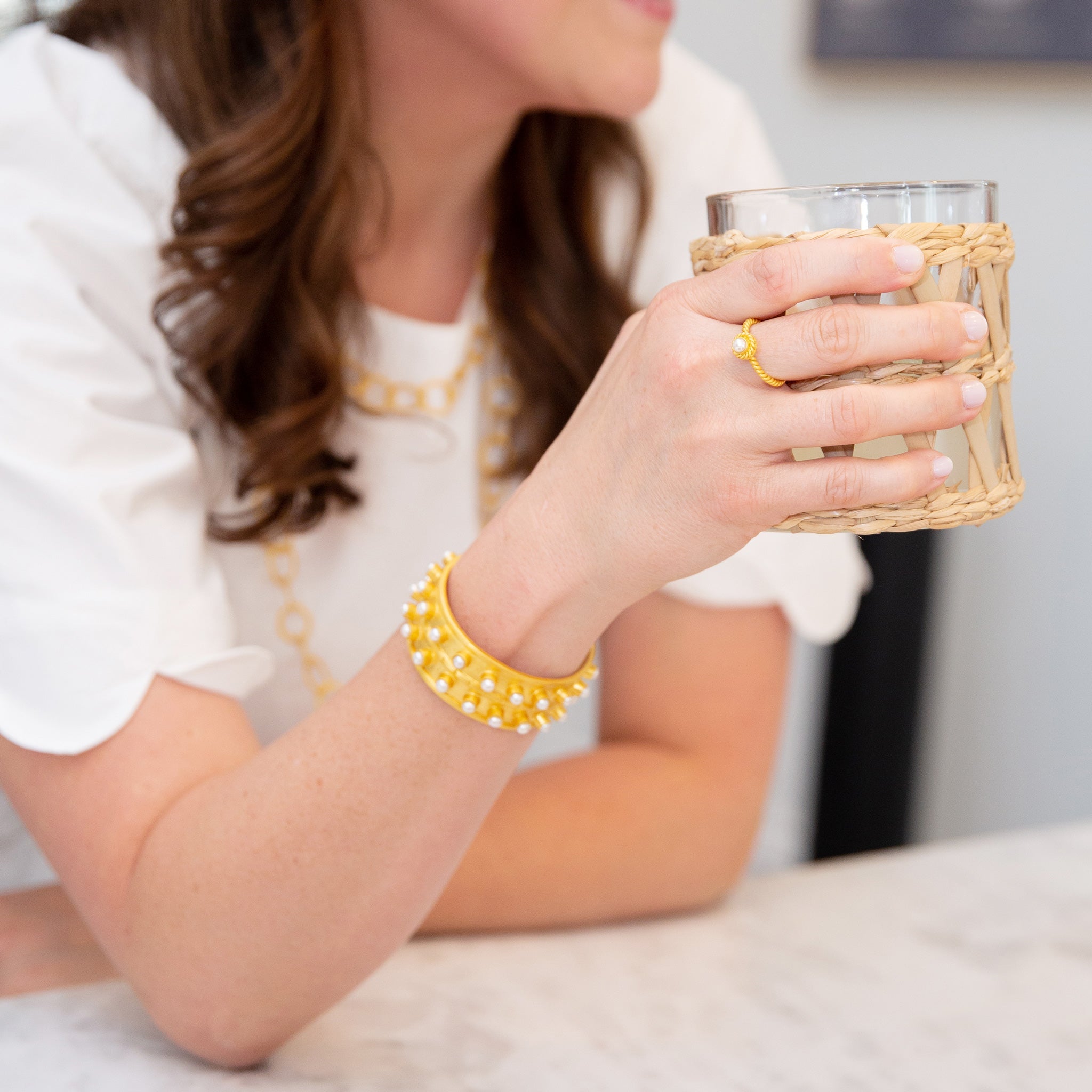 Ray of Light Cuff - Pearl by Christina Greene at Shirley Shoppe