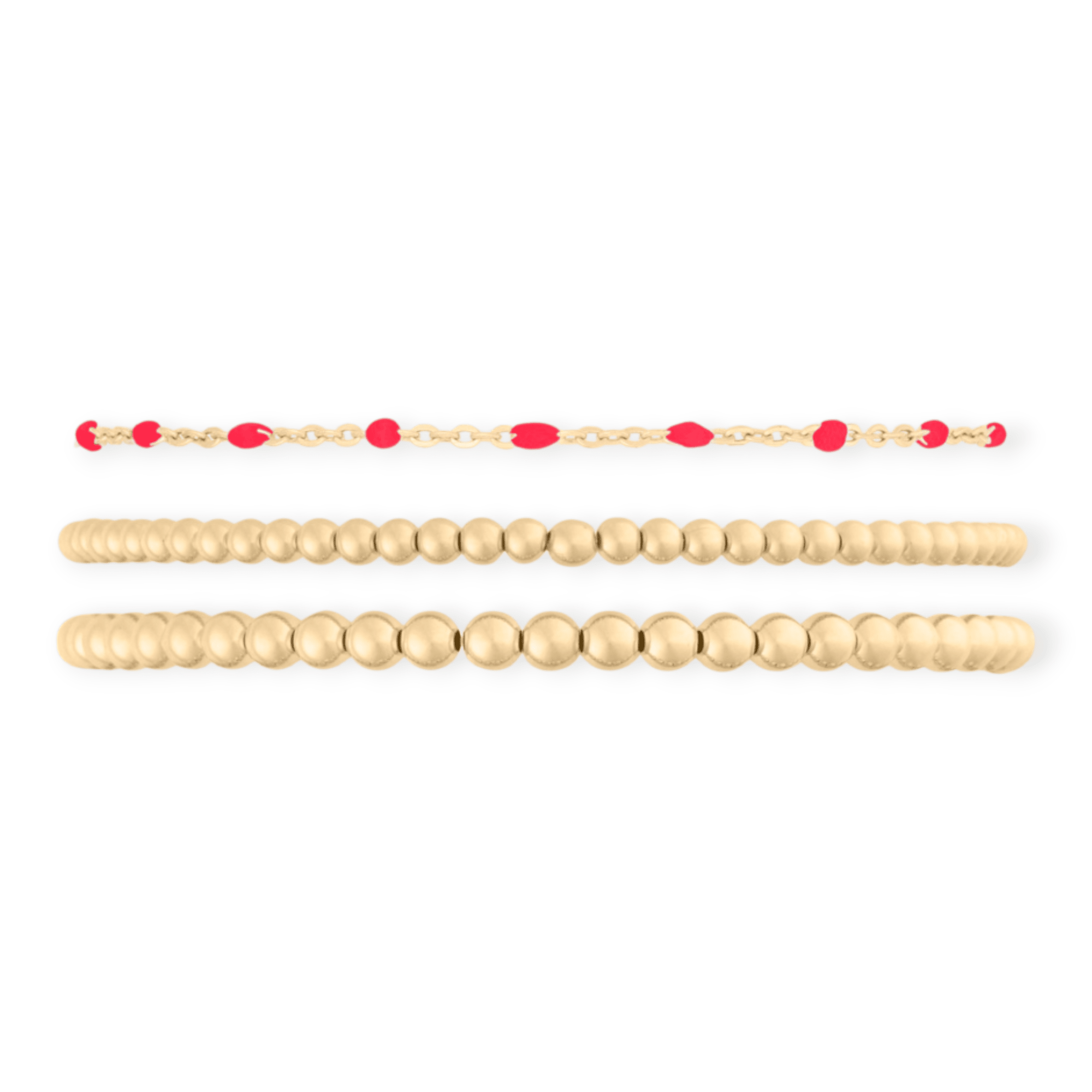 red daisy + juno bracelet triple stack (3+4mm) by Cuffed by Nano LLC at Shirley Shoppe