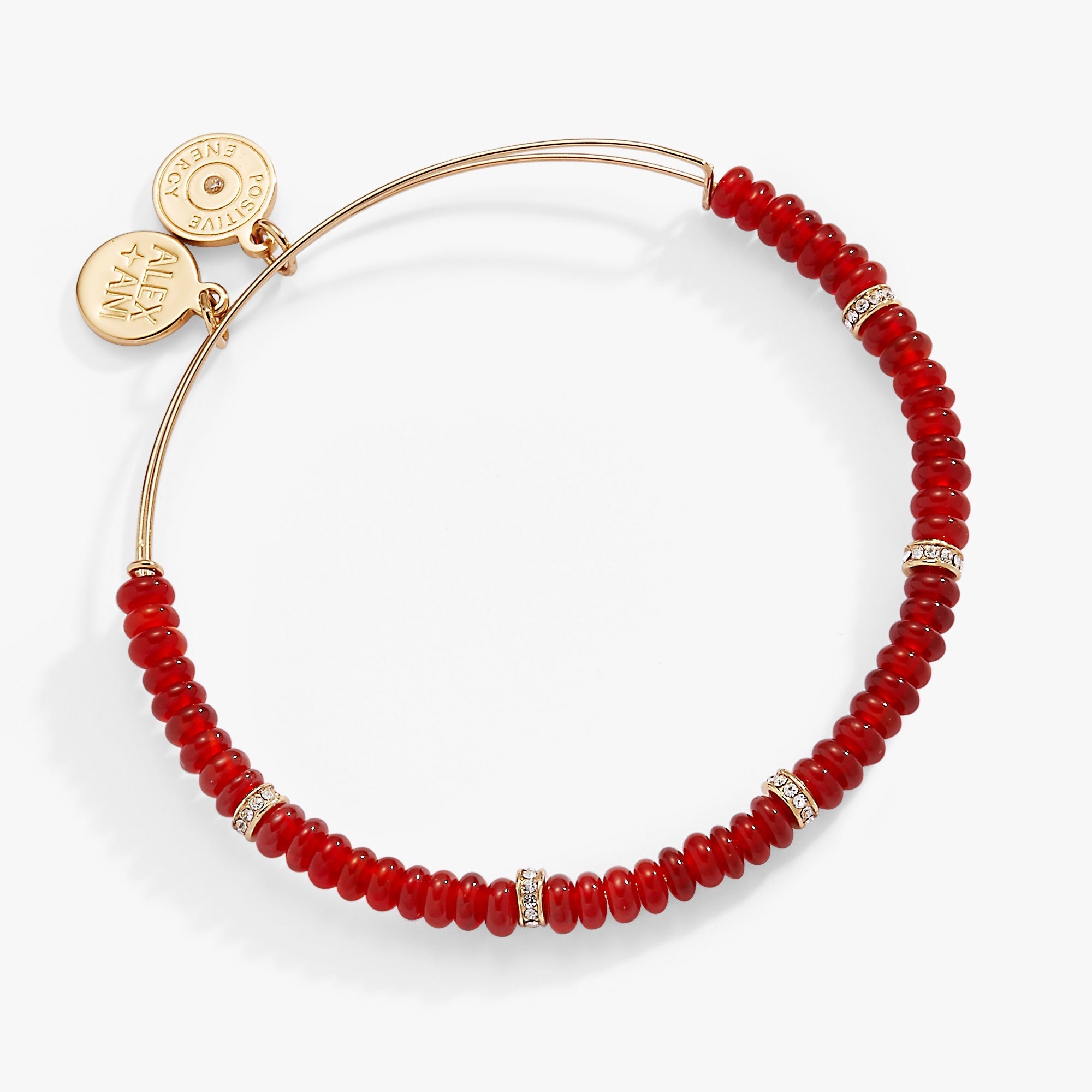 Red Semi - Precious Rondelle Beaded Bangle by ALEX AND ANI at Shirley Shoppe