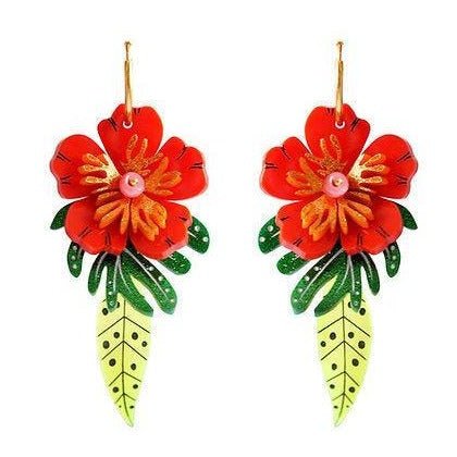 Red Tropical Flower Earrings by Laliblue by Quirks! at Shirley Shoppe