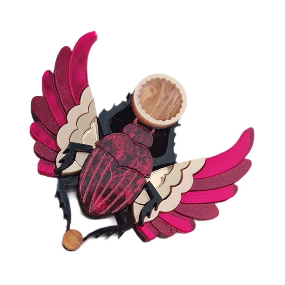 Red Winged Scarab Beetle Brooch by Cherryloco Jewellery by Quirks! at Shirley Shoppe