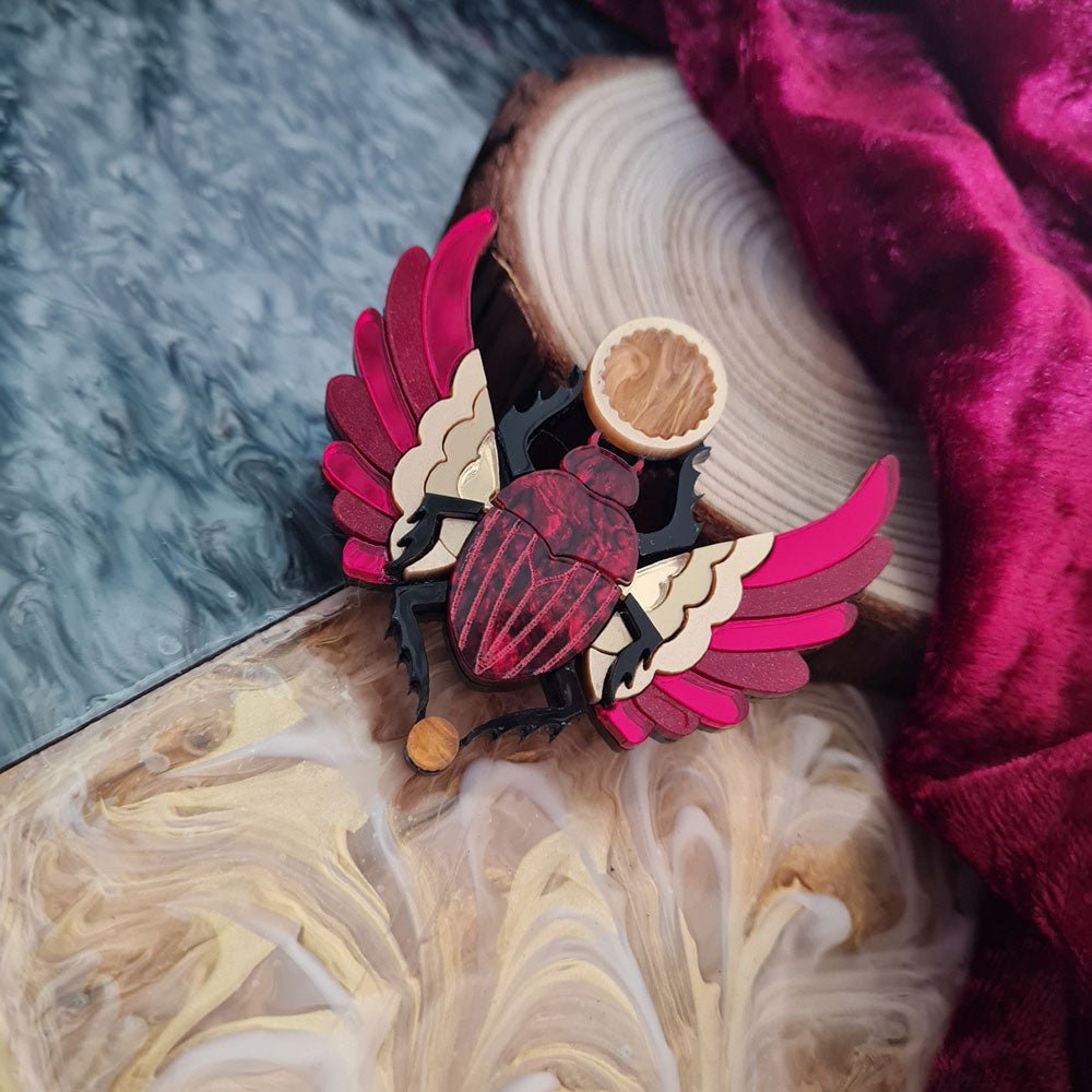 Red Winged Scarab Beetle Brooch by Cherryloco Jewellery by Quirks! at Shirley Shoppe