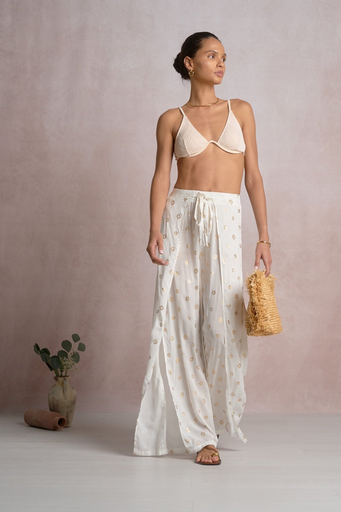 Renat Pant White Polka by Shop Elan at Shirley Shoppe