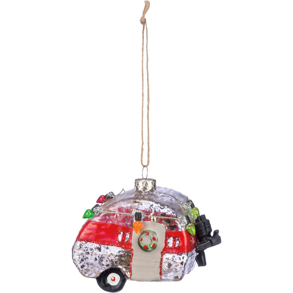 Retro Canned Ham Shasta Camper Blown Glass Ornament by Quirks! at Shirley Shoppe