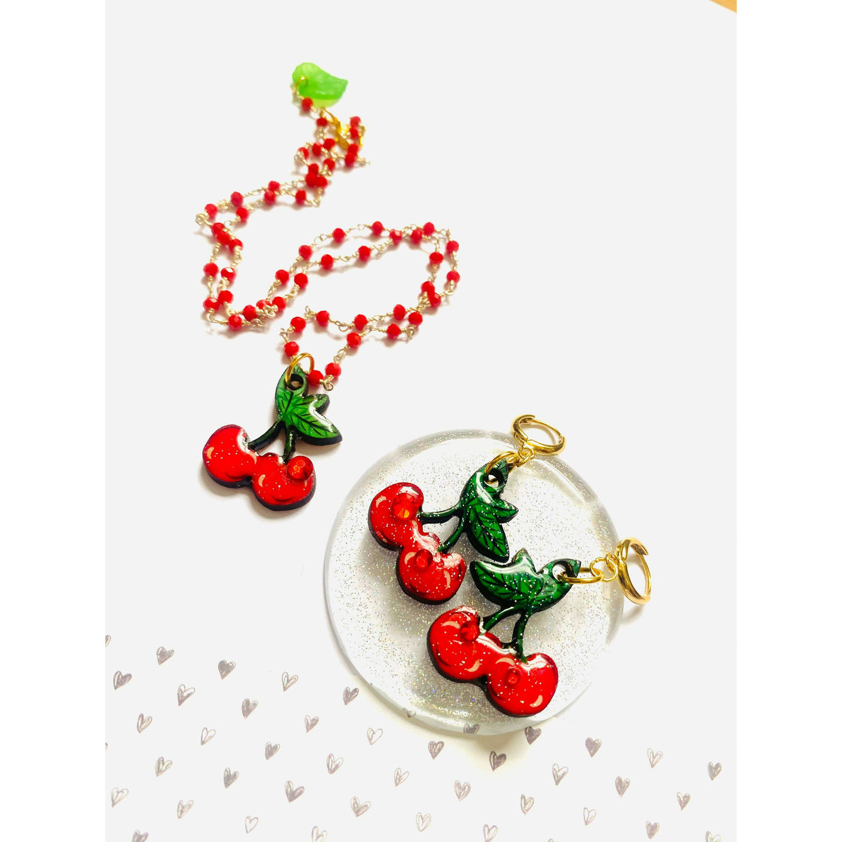 Retro Cherry Beaded Necklace