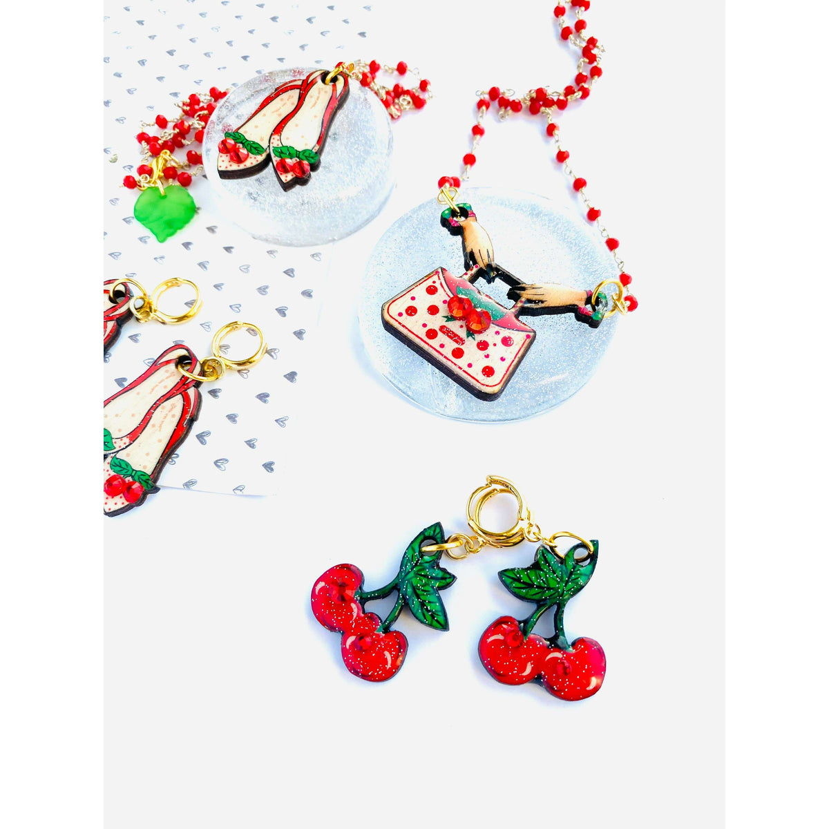 Retro Cherry Beaded Necklace