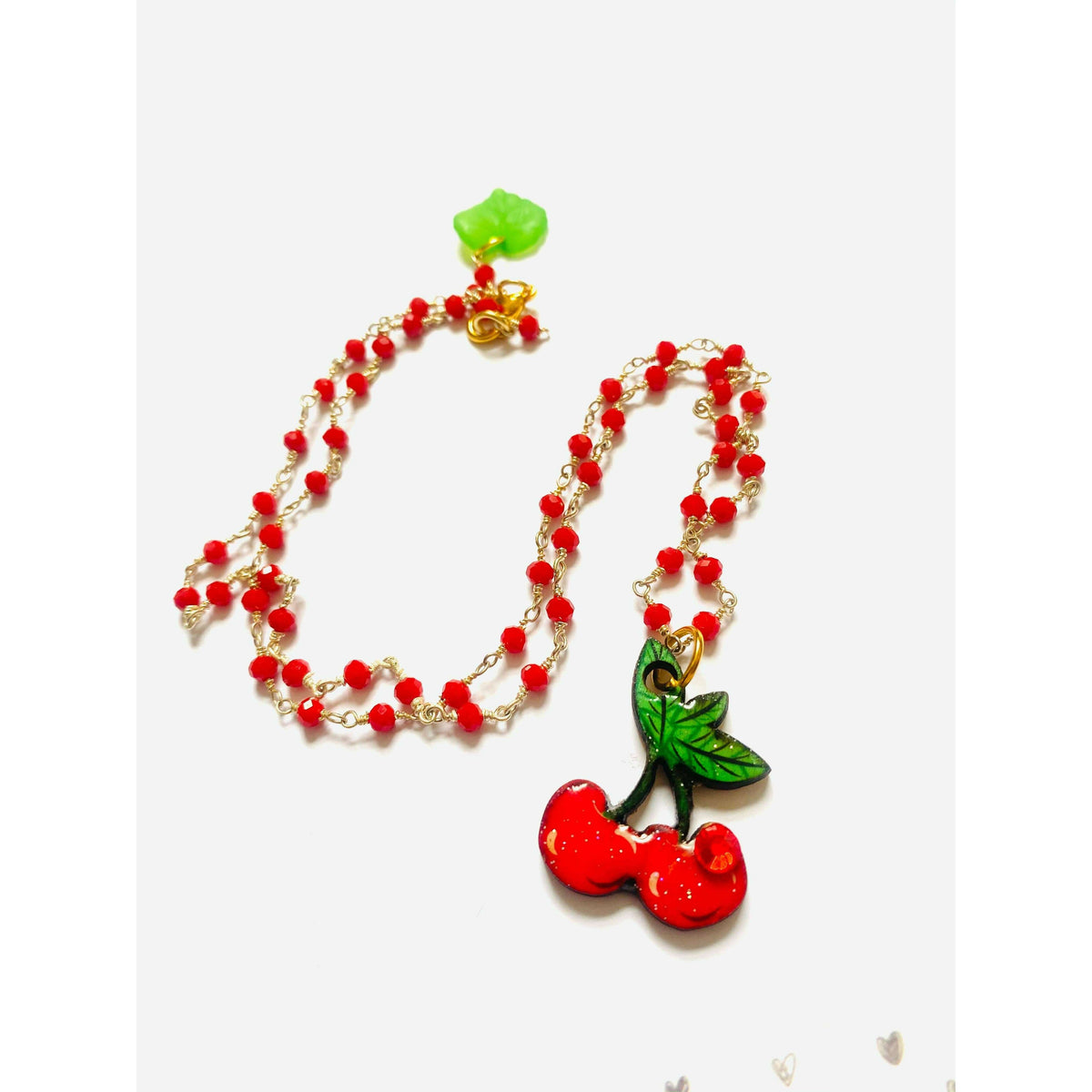 Retro Cherry Beaded Necklace
