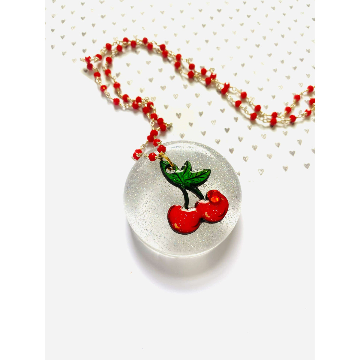 Retro Cherry Beaded Necklace