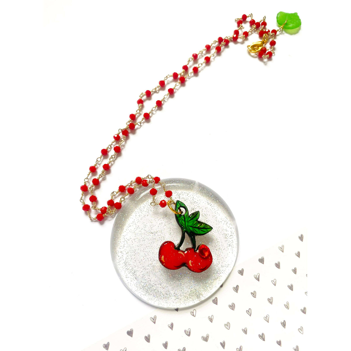 Retro Cherry Beaded Necklace