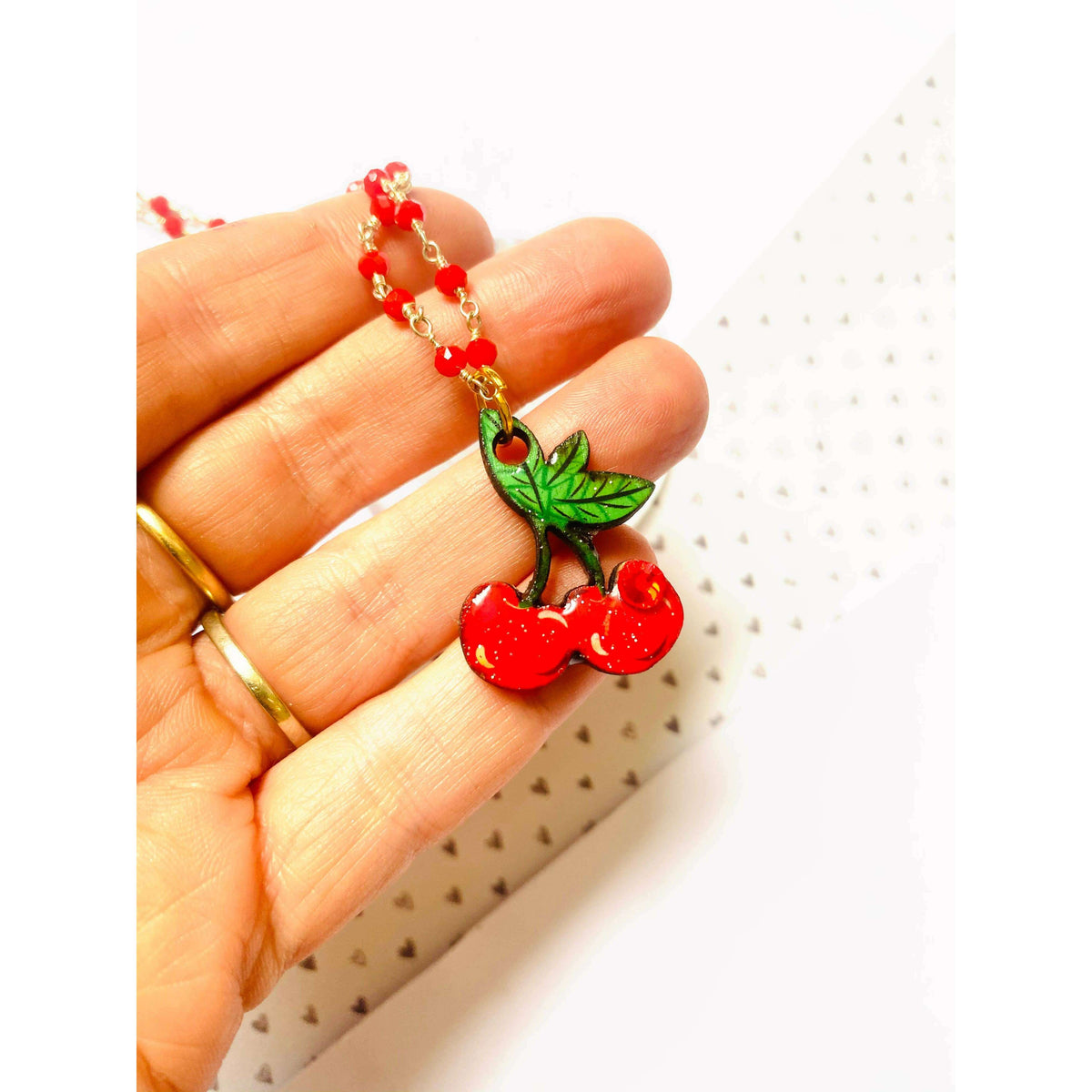 Retro Cherry Beaded Necklace