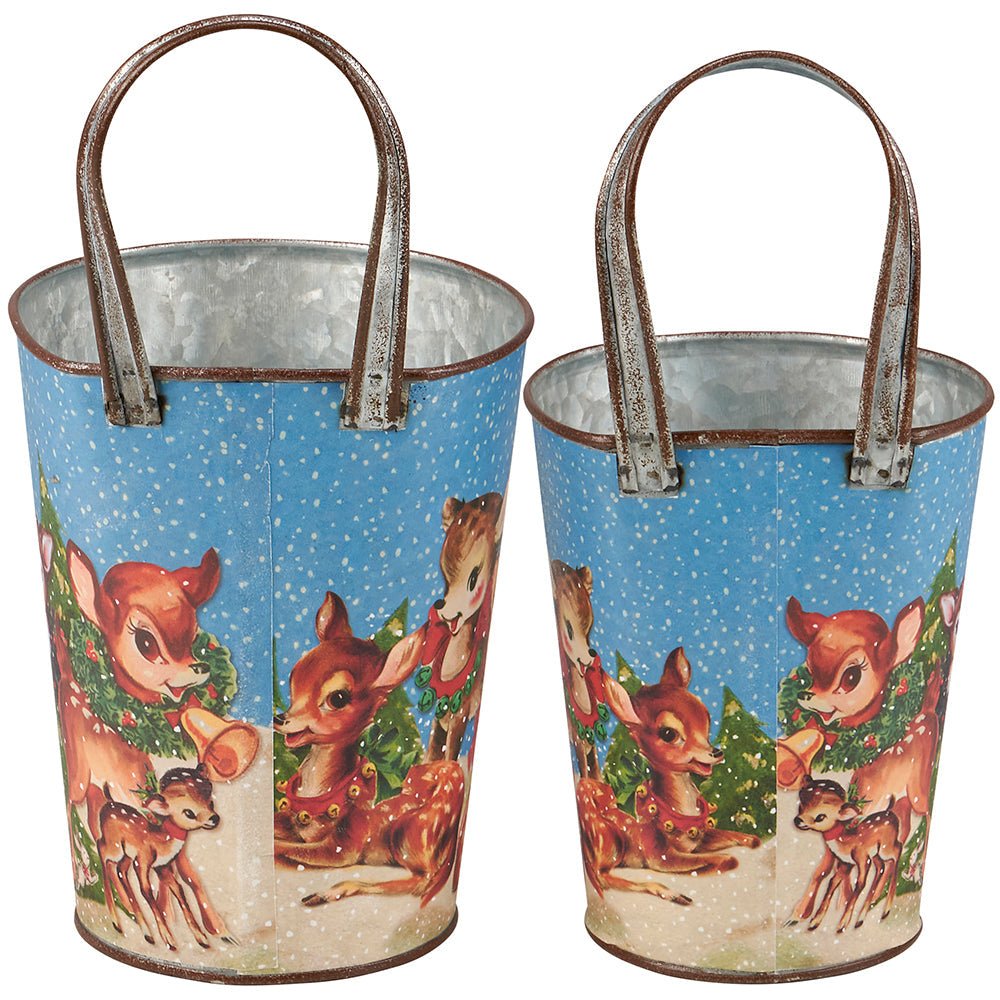 Retro Christmas Deer Wall Bucket Set by Quirks! at Shirley Shoppe