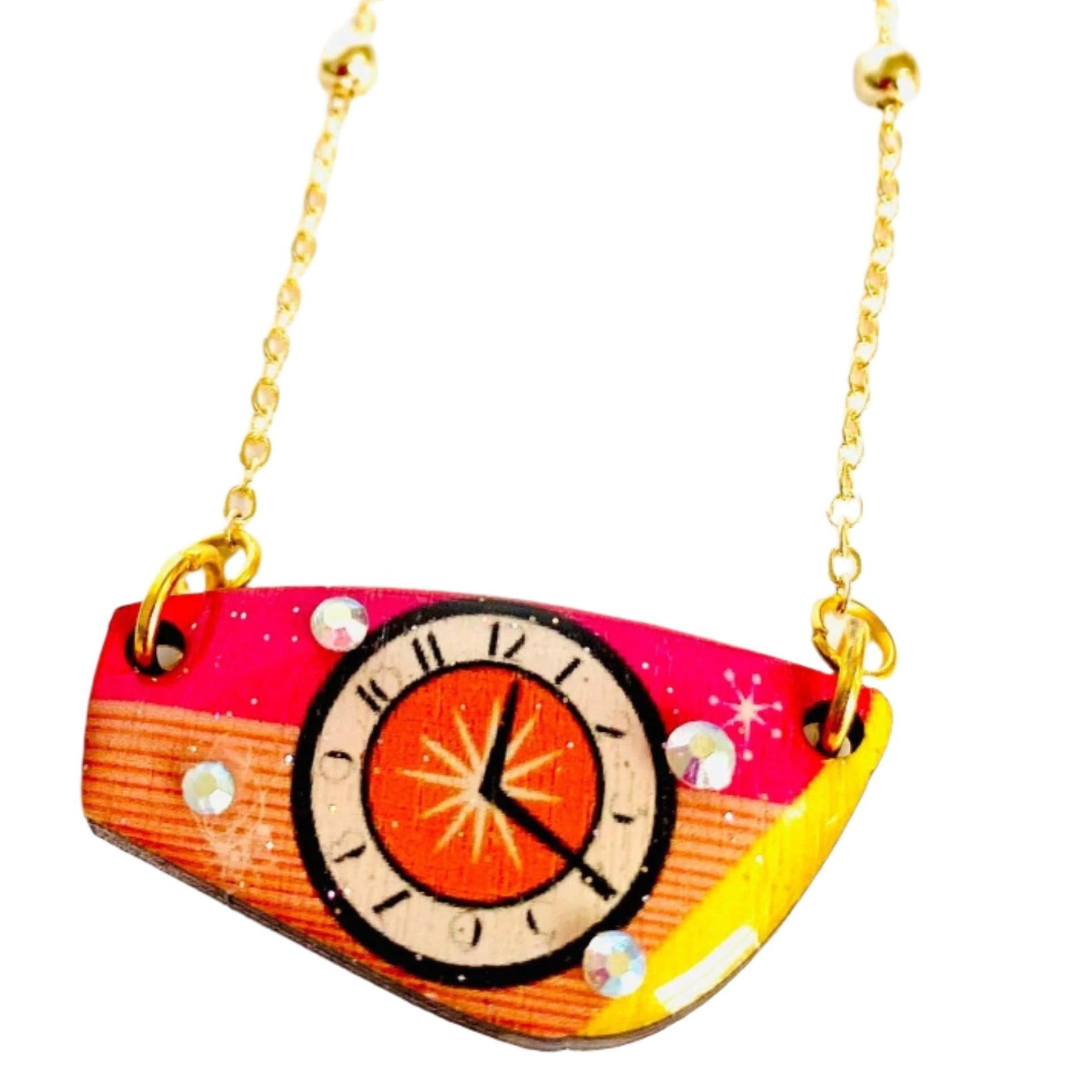 Retro Clock Necklace by Rosie Rose Parker by Quirks! at Shirley Shoppe