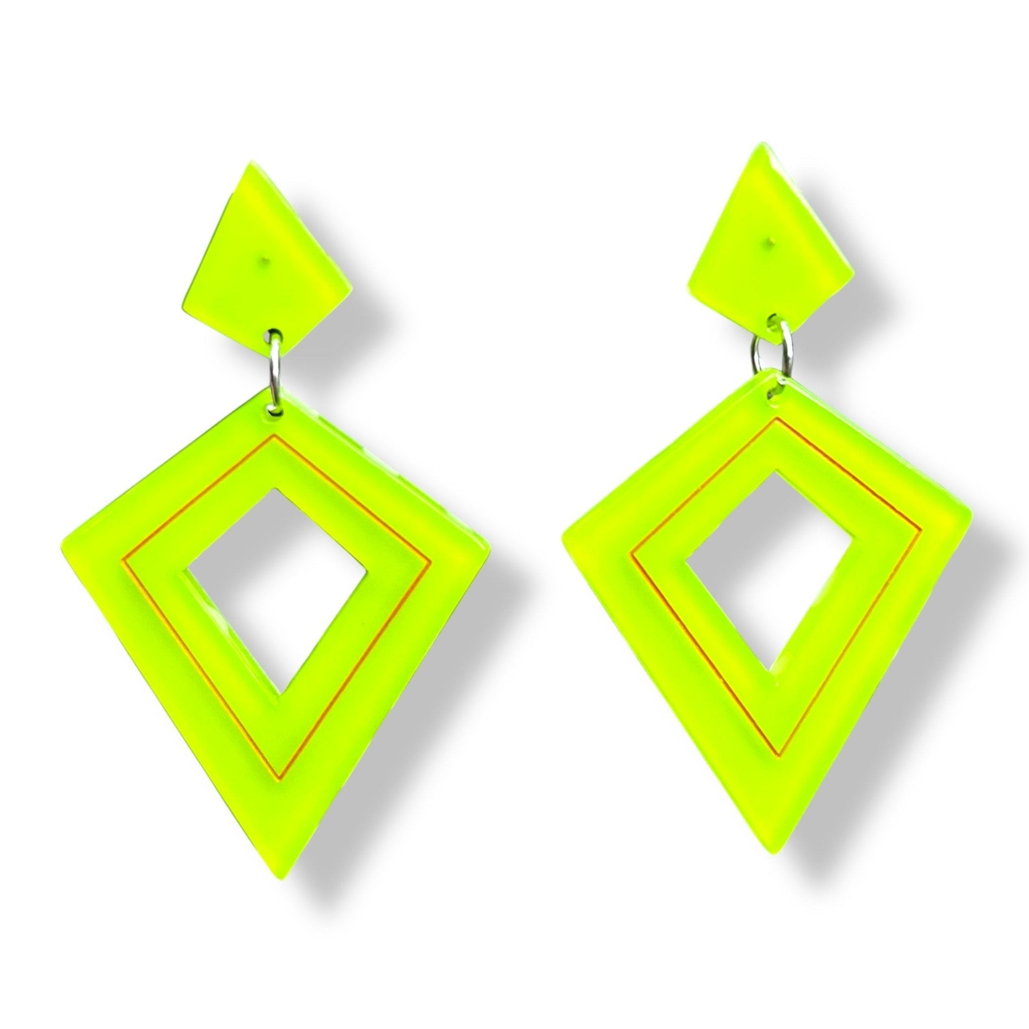 Retro Diamond Dangle Earrings by Lipstick & Chrome - GREEN by Quirks! at Shirley Shoppe