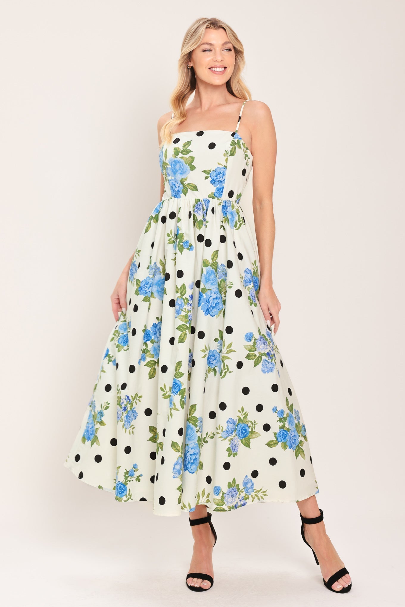 RETRO FLORA WOVEN MIDI DRESS by Flying Tomato at Shirley Shoppe