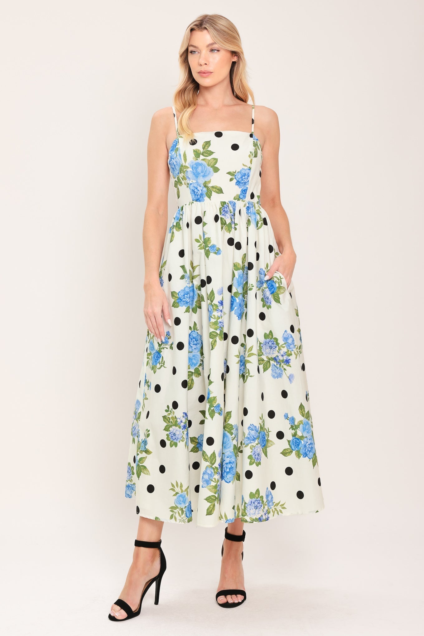 RETRO FLORA WOVEN MIDI DRESS by Flying Tomato at Shirley Shoppe
