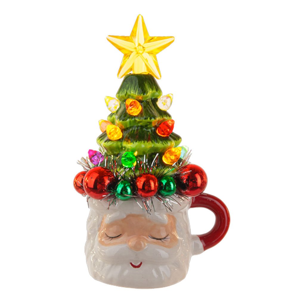 Retro Santa Mug w/Tree Top Lights Up! by Quirks! at Shirley Shoppe