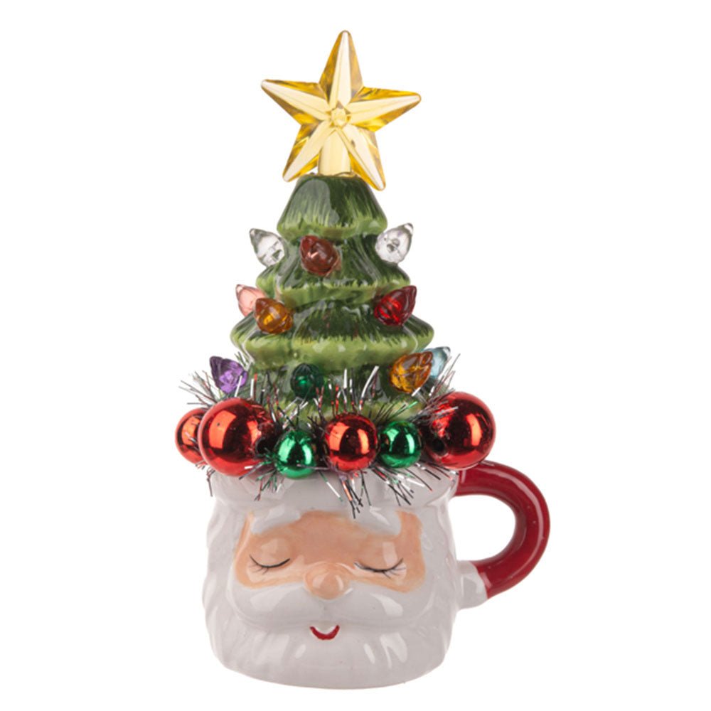 Retro Santa Mug w/Tree Top Lights Up! by Quirks! at Shirley Shoppe