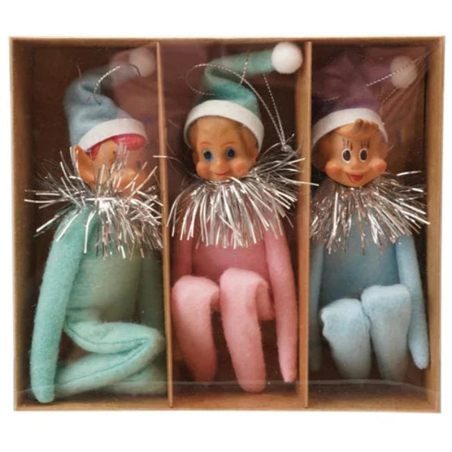 Pastel MCM KneeHugger Elf Ornaments Set of 3