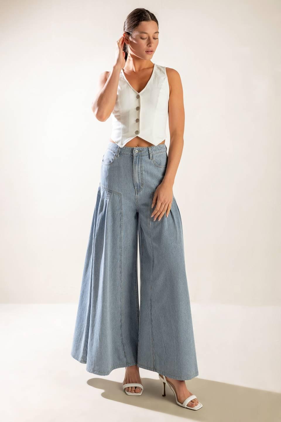 ROOFTOP ROMANCE DENIM PANTS by Flying Tomato at Shirley Shoppe