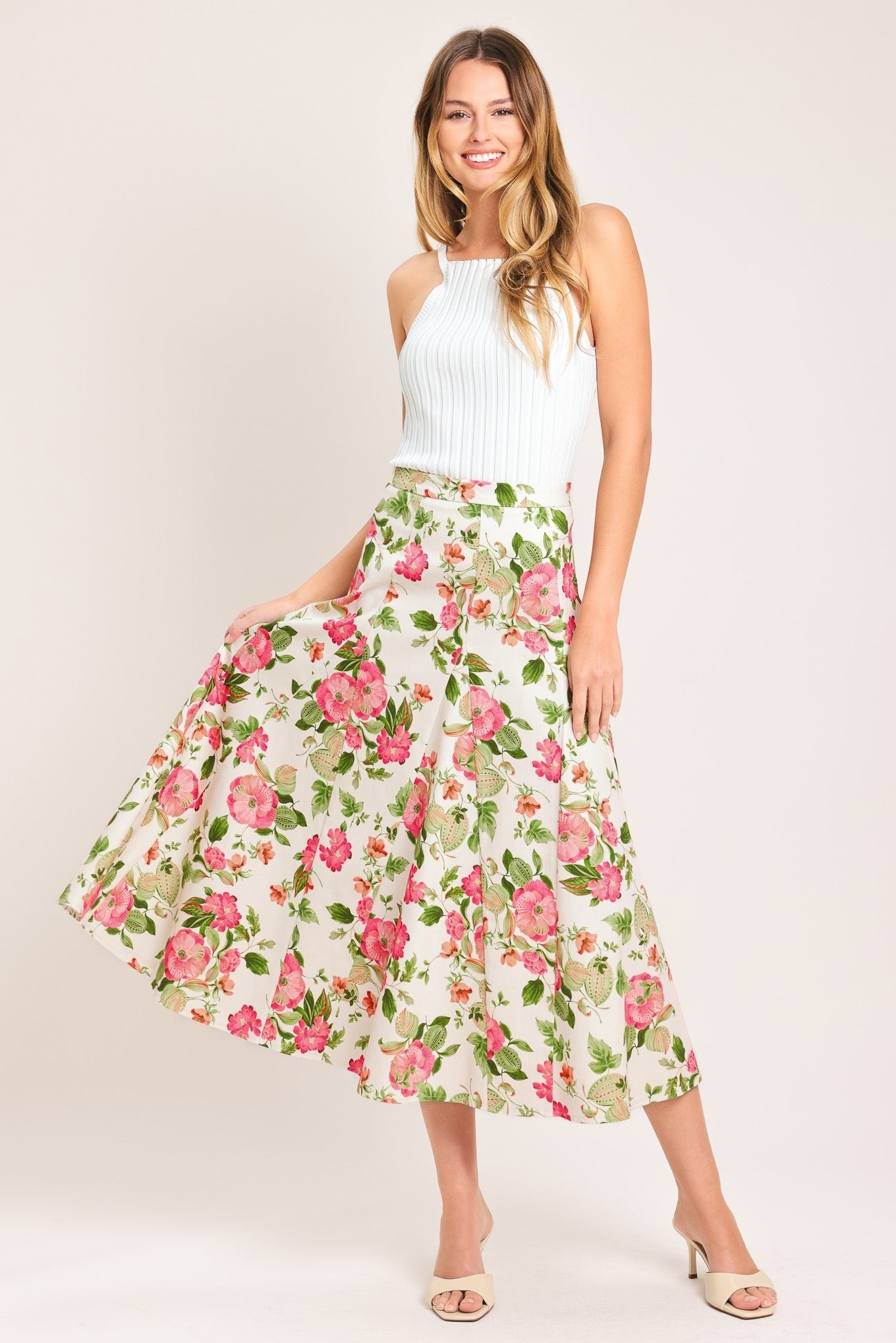 ROSE PETAL WOVEN MIDI SKIRT by Flying Tomato at Shirley Shoppe