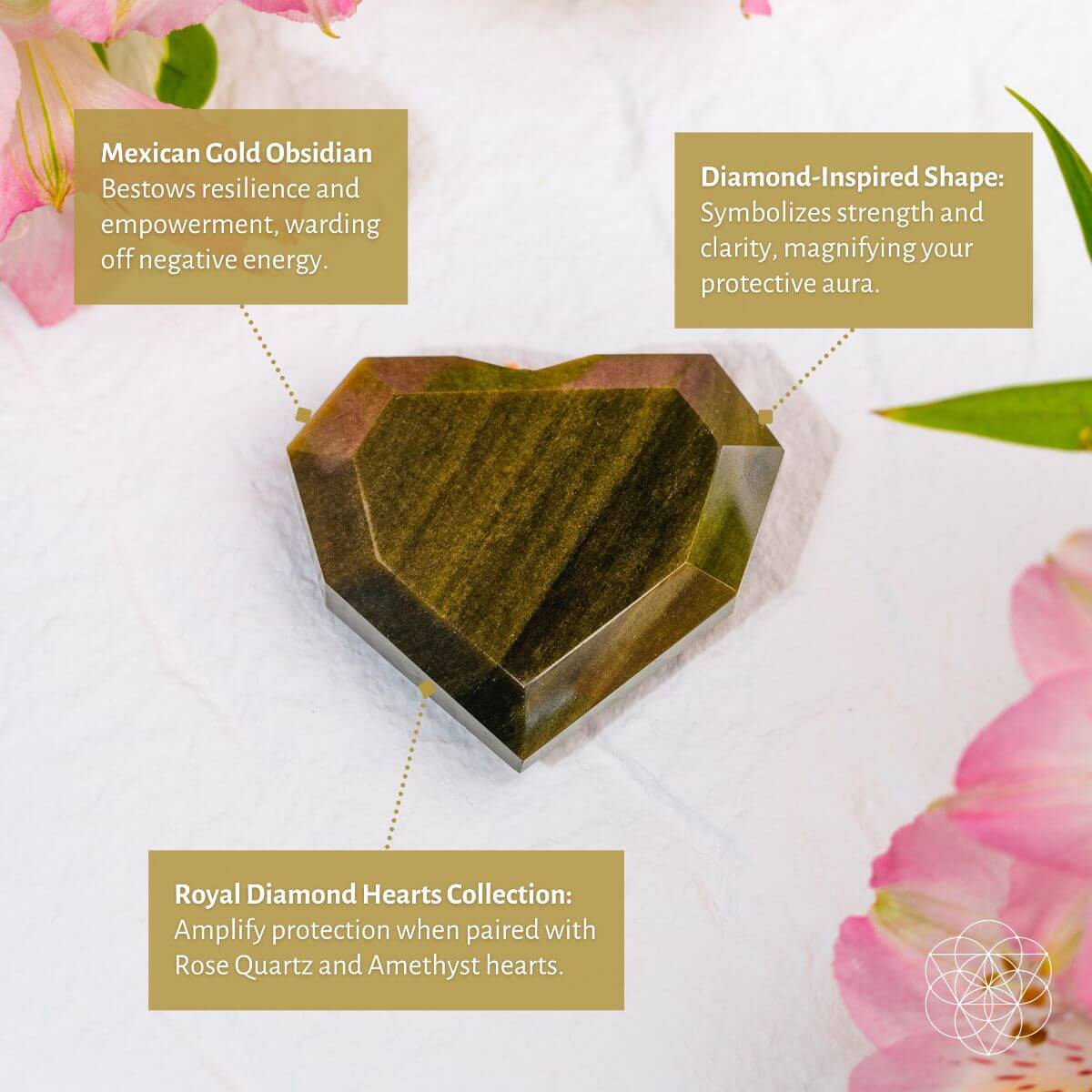 Royal Diamond Heart - Mexican Gold Obsidian for Protection by Conscious Items at Shirley Shoppe
