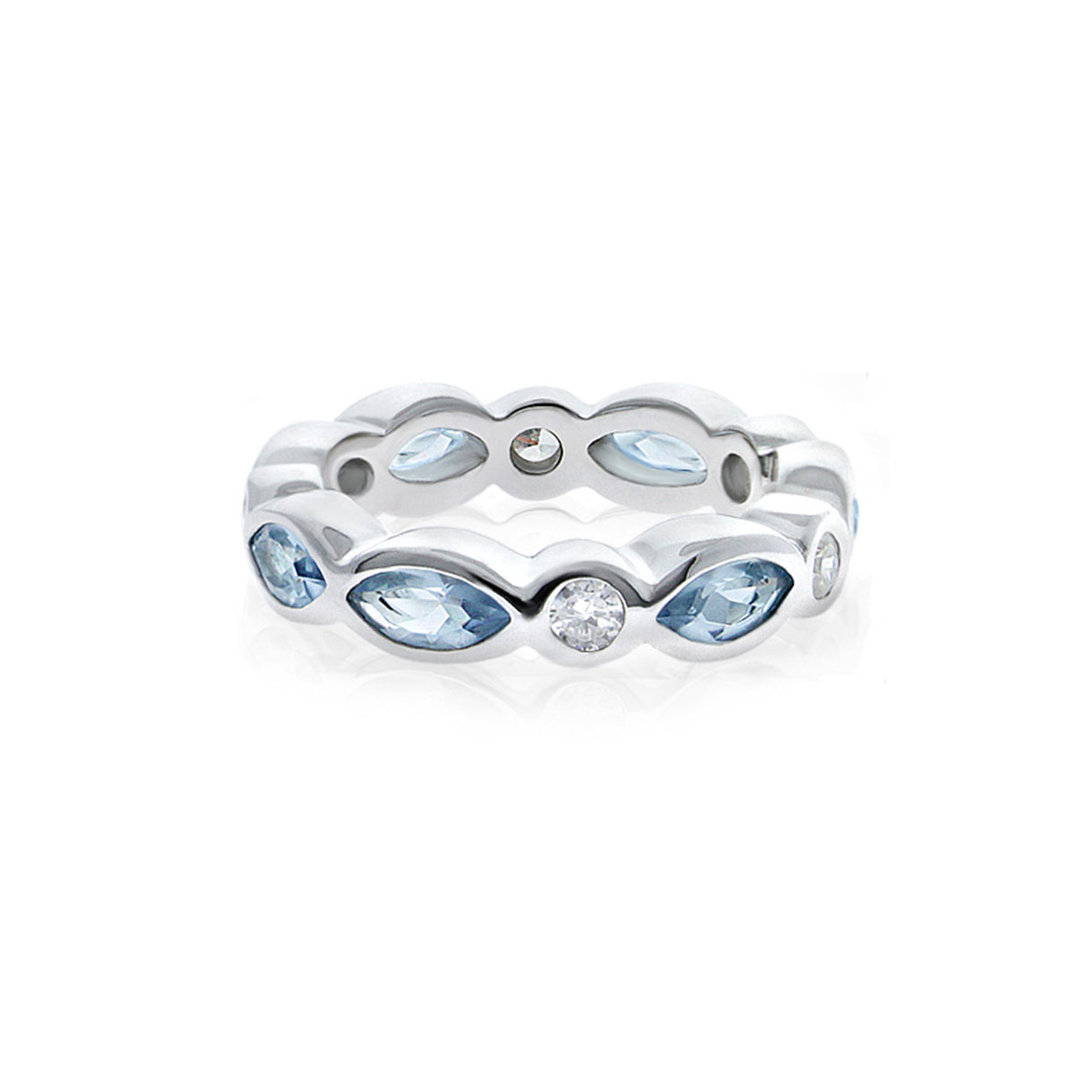 925 Eternity Band — Marquise & Round Bezel