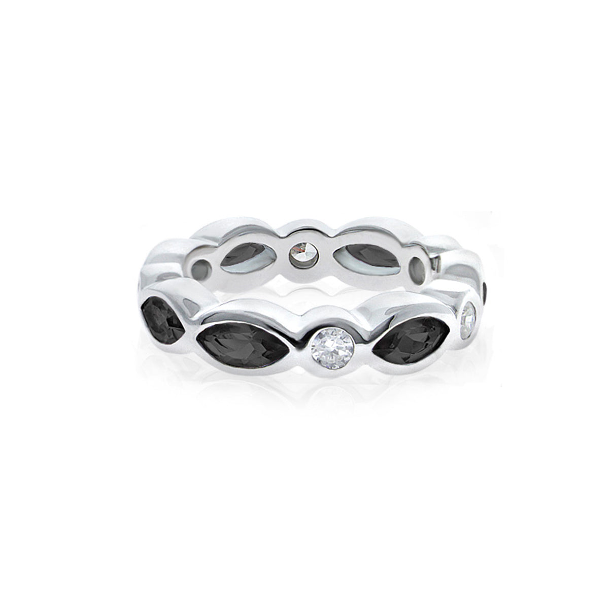 925 Eternity Band — Marquise & Round Bezel