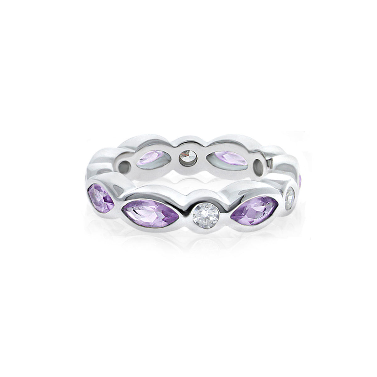 925 Eternity Band — Marquise & Round Bezel