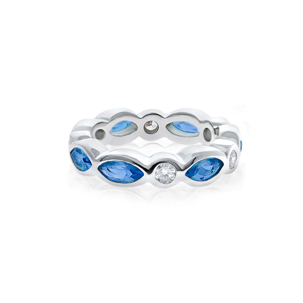 925 Eternity Band — Marquise & Round Bezel