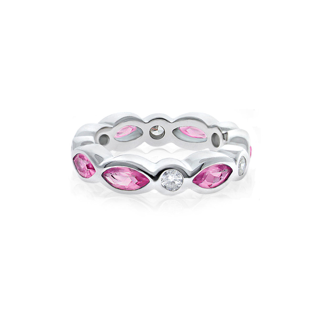 925 Eternity Band — Marquise & Round Bezel