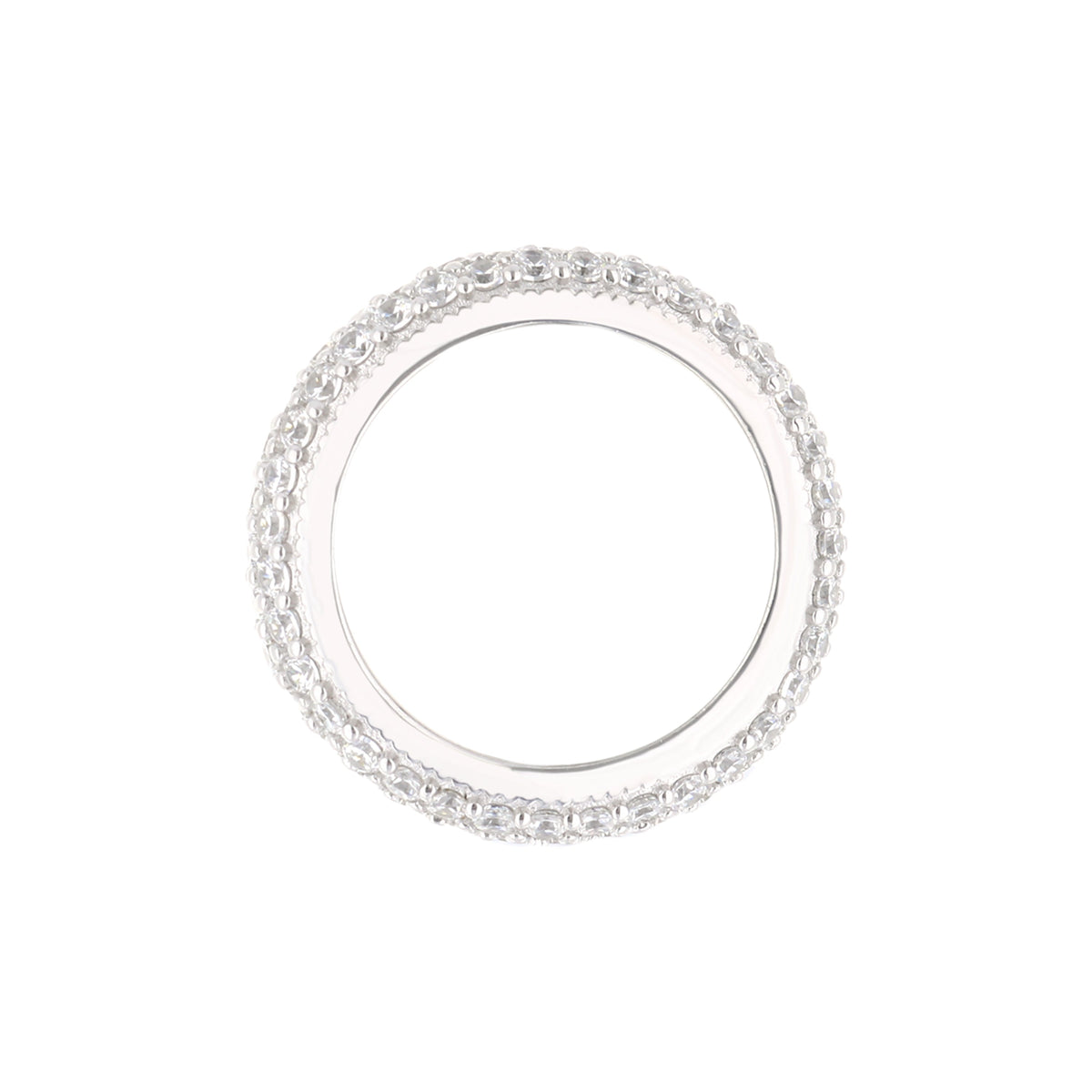 Glamour Pave .925 Ring — Triple-Row Domed Band
