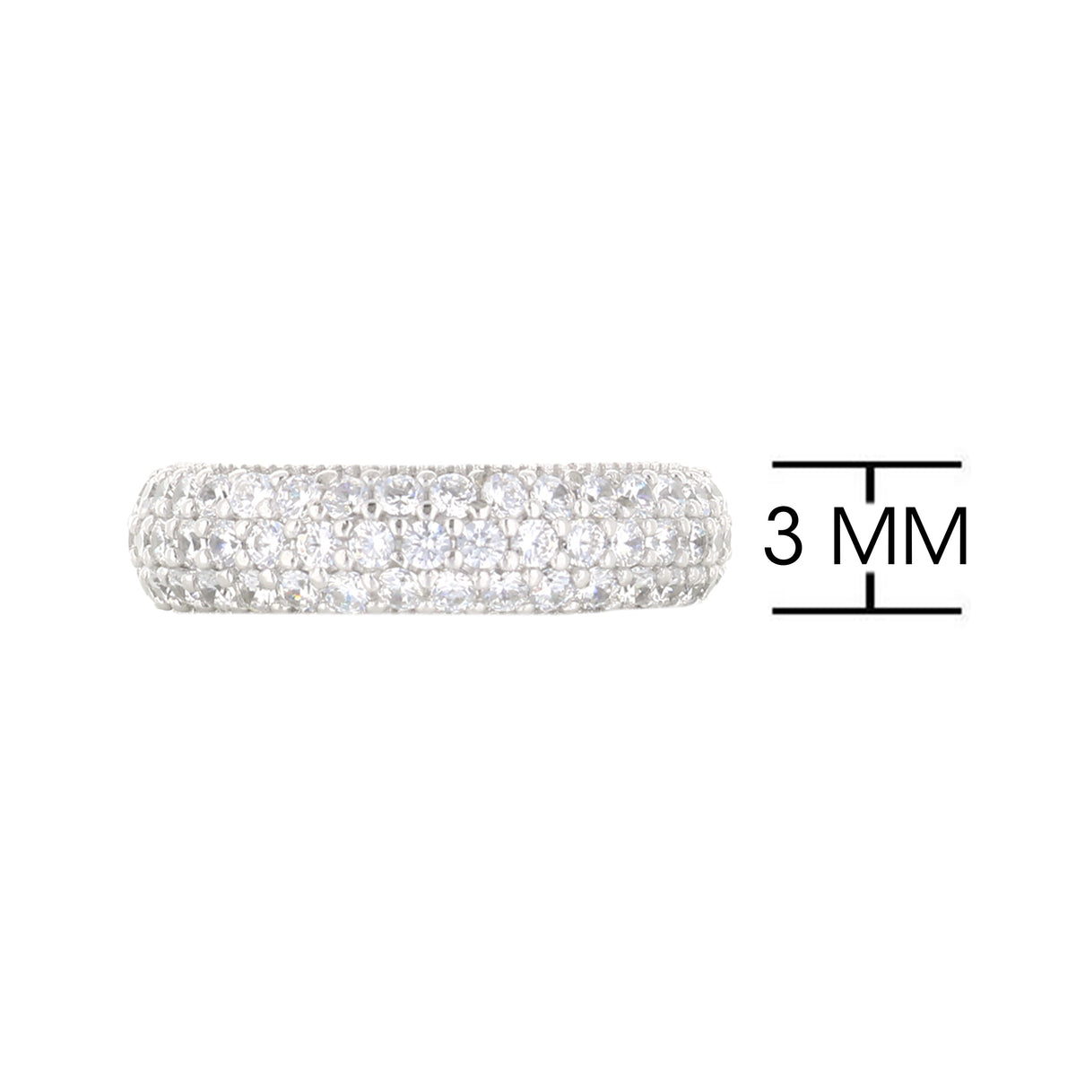 Glamour Pave .925 Ring — Triple-Row Domed Band