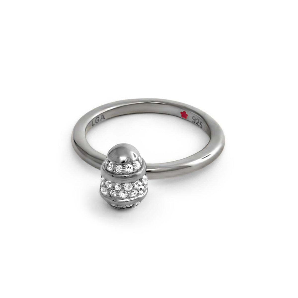Layers of Love Stackable Ring — Ribbed Pavé Bead