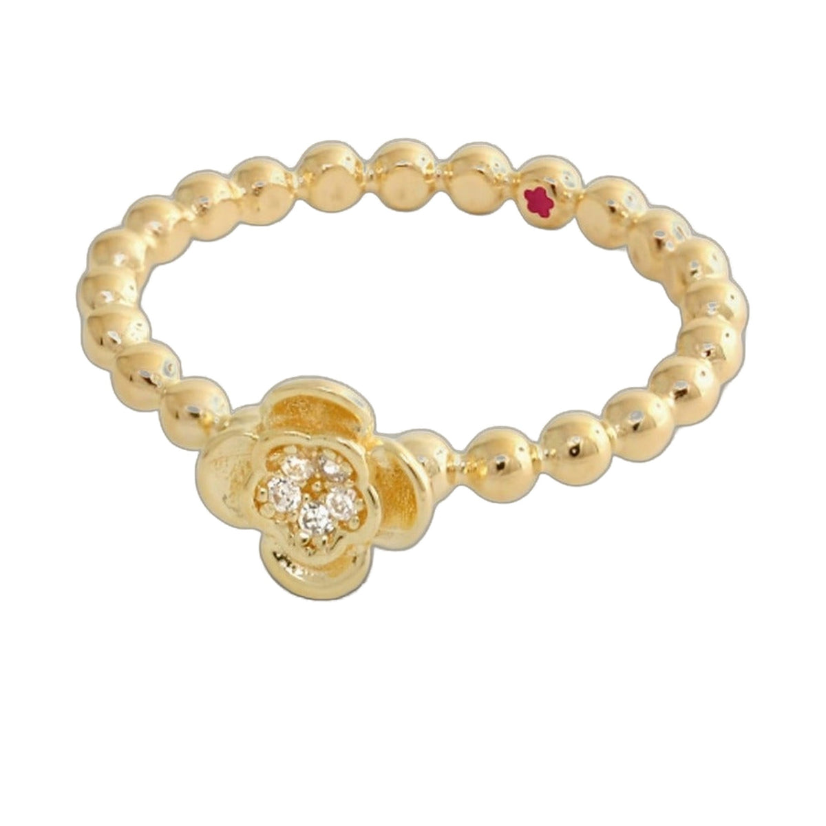 Layers of Love Stackable Ring — Pavé Flower Beaded Band