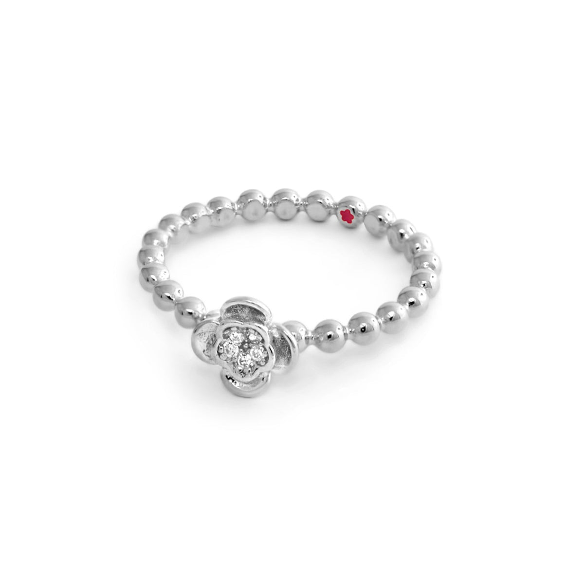 Layers of Love Stackable Ring — Pavé Flower Beaded Band