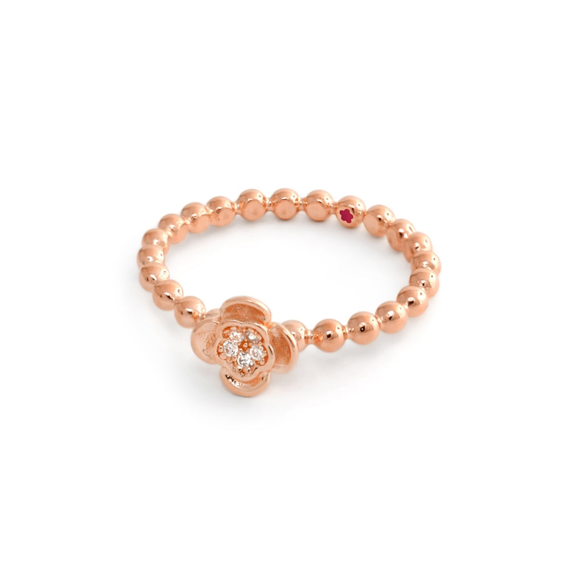 Layers of Love Stackable Ring — Pavé Flower Beaded Band