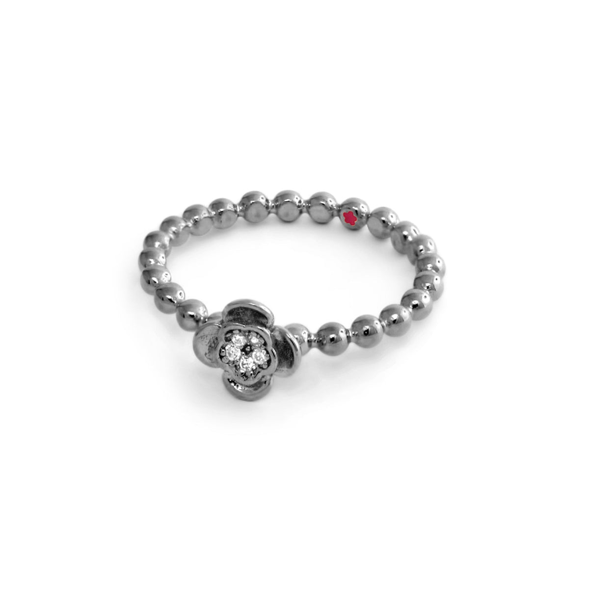 Layers of Love Stackable Ring — Pavé Flower Beaded Band