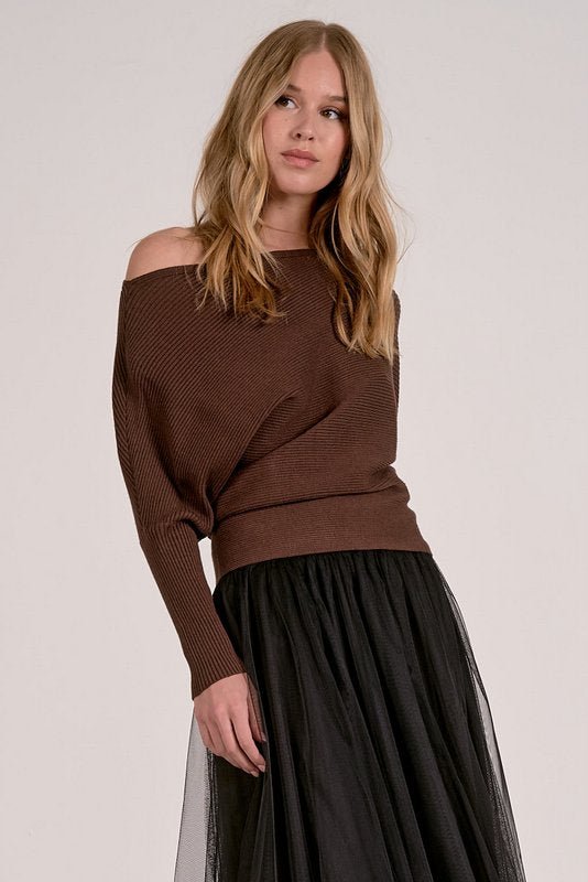 Saffron Sweater Dark Chocolate by Shop Elan at Shirley Shoppe
