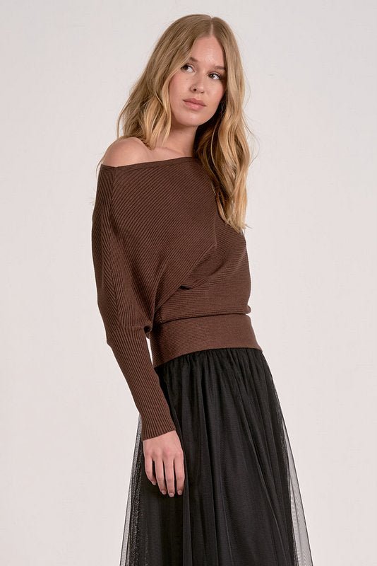 Saffron Sweater Dark Chocolate by Shop Elan at Shirley Shoppe