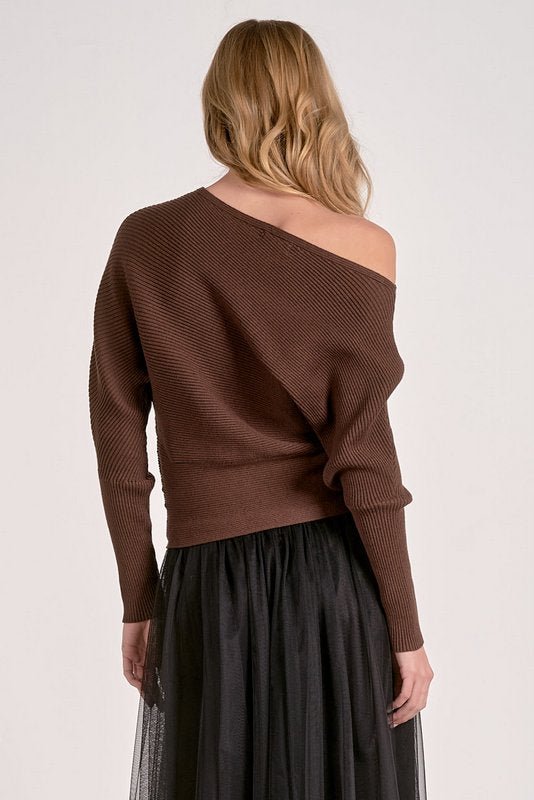 Saffron Sweater Dark Chocolate by Shop Elan at Shirley Shoppe
