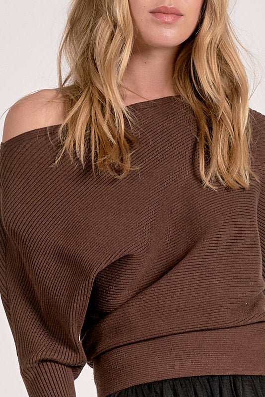 Saffron Sweater Dark Chocolate by Shop Elan at Shirley Shoppe