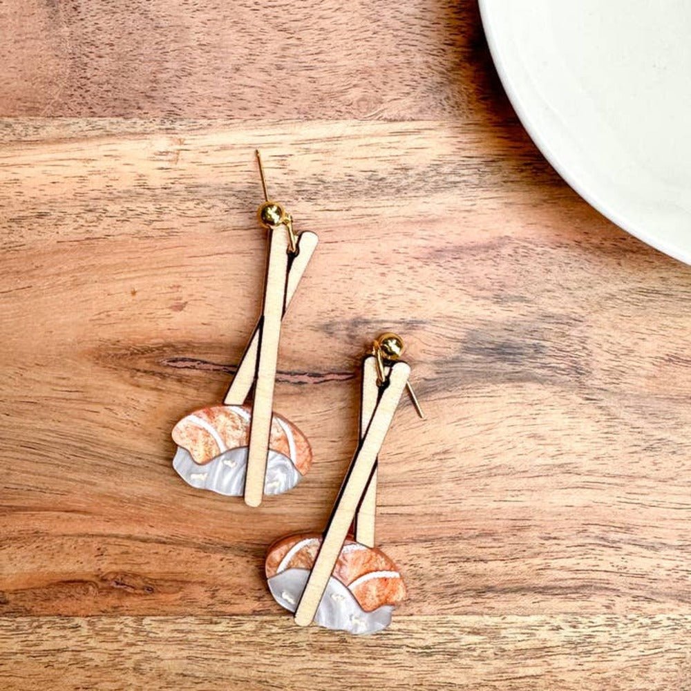 Salmon Sushi Acrylic Earrings by Quirks! at Shirley Shoppe