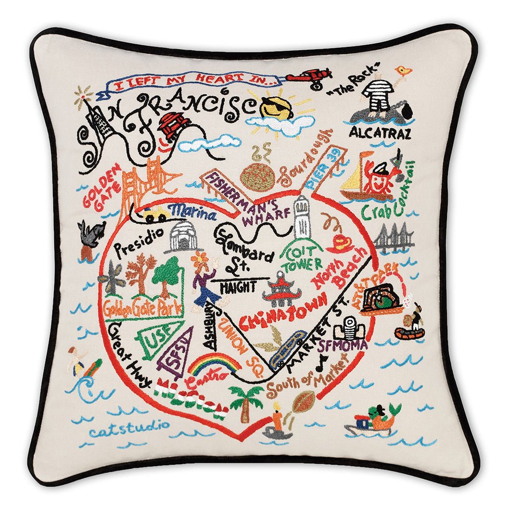 San Francisco, CA Hand - Embroidered Pillow by Quirks! at Shirley Shoppe