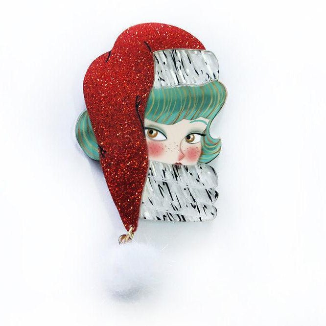 Santa Claus Jolly Green Brooch by Laliblue by Quirks! at Shirley Shoppe