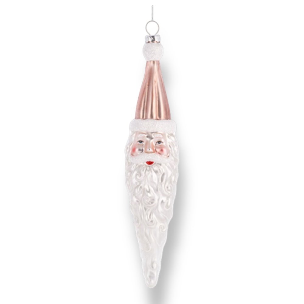 Santa Icicle Blown Glass Ornament PINK by Quirks! at Shirley Shoppe