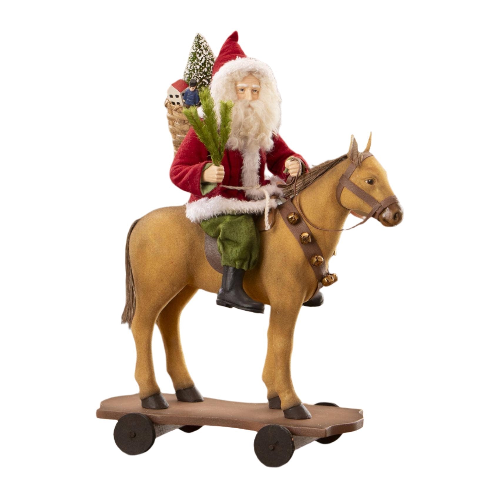 Santa Riding Horse Pull Toy by Bethany Lowe by Quirks! at Shirley Shoppe