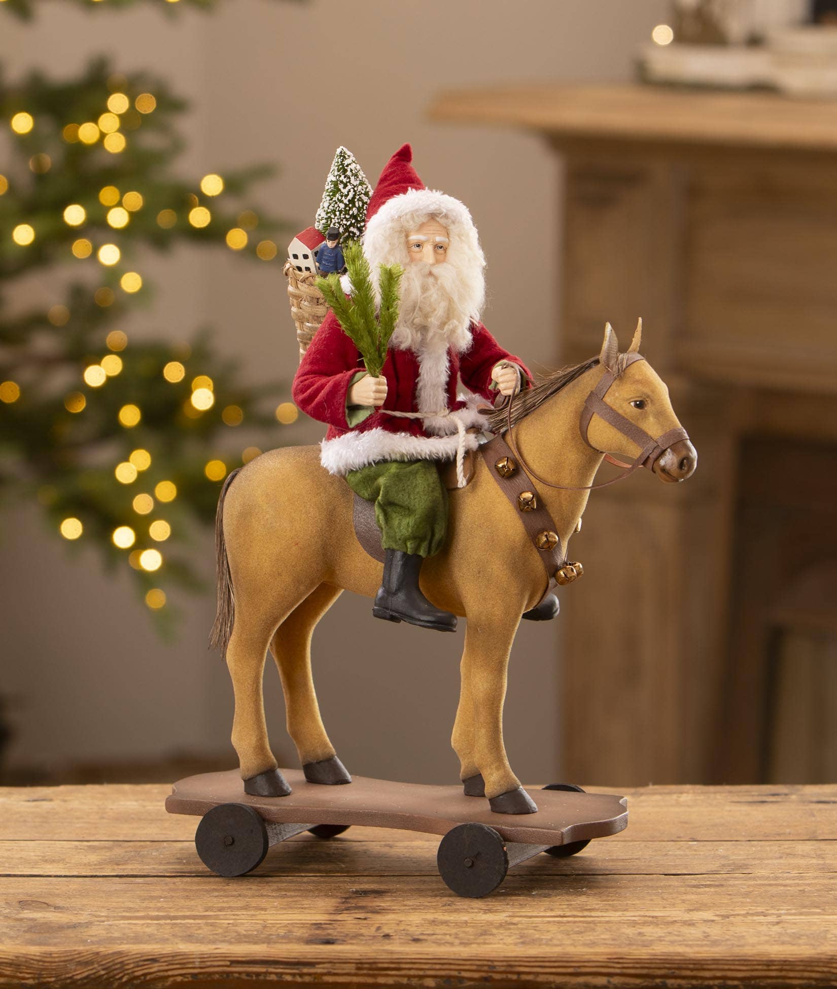 Santa Riding Horse Pull Toy by Bethany Lowe by Quirks! at Shirley Shoppe