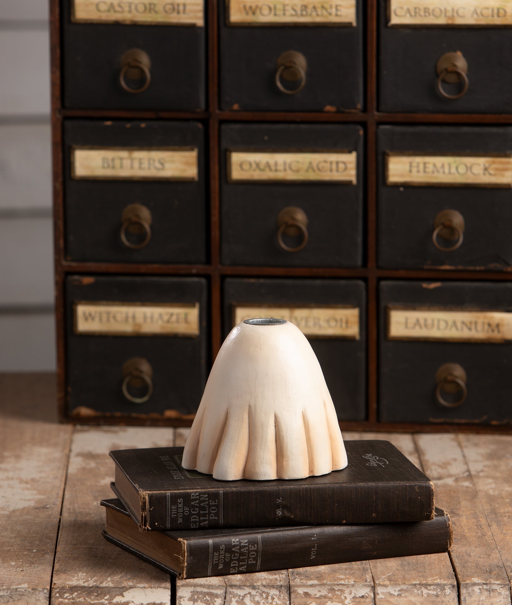 Scared Ghost Candlestick | Halloween Decor | Bethany Lowe by Quirks! at Shirley Shoppe